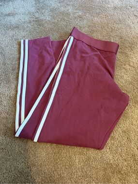 adidas Women's Burgundy Leggings with White Side Stripes